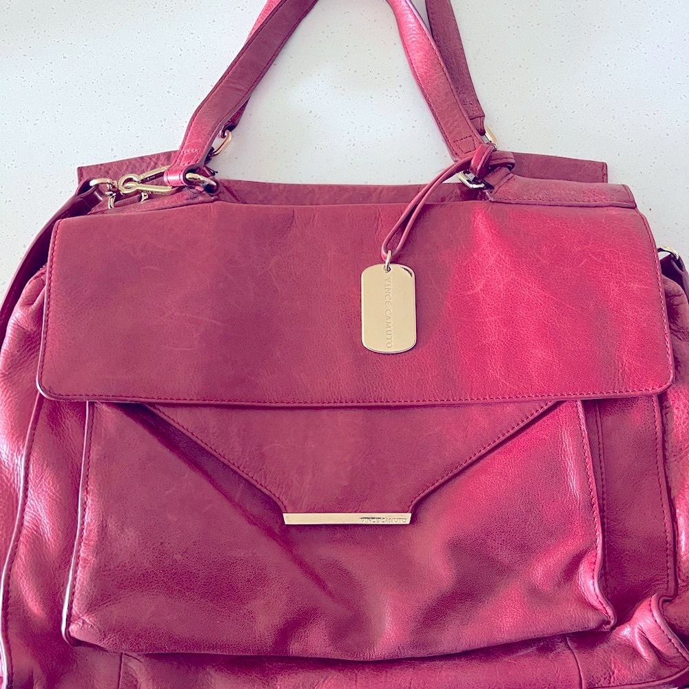 Vince Camuto Crimson Shoulder Bag with Gold Details